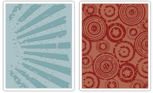 Sizzix Texture Fades Embossing Folders 2PK - Rays & Retro Circles Set by Tim Holtz