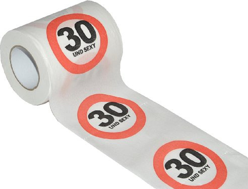 alles-meine.de GmbH Toilettenpapier 25m - 30. Geburtstag/dreißig und Sexy - Verkehrsschild WC Klopapier Klopapier lustig Klorolle große Rolle