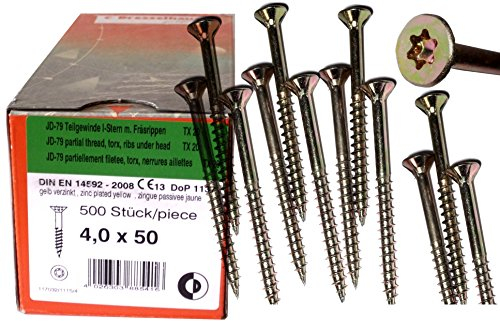 Torx Spanplattenschrauben 4,0 x 50 mm, Dresselhaus JD79, I-Stern, 500 Stk/Paket