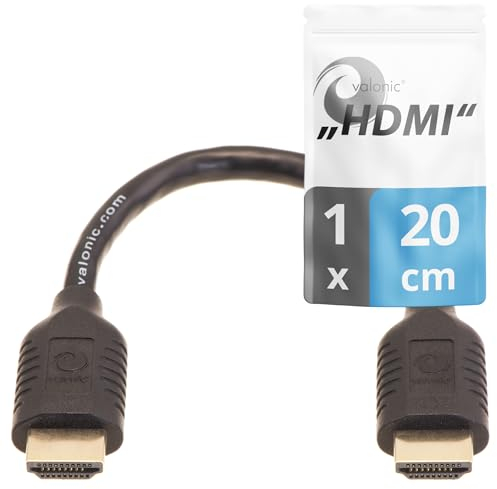valonic cavo hdmi corto, 20 cm - HDR, ARC, High Speed 4k Ultra HD - per TV, PC, PS5, Monitor - maschio maschio, nero, 0,2m