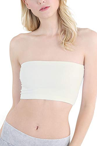 NIKIBIKI Women Seamless Basic Bandeau, Made in U.S.A, One Size (Ivory)