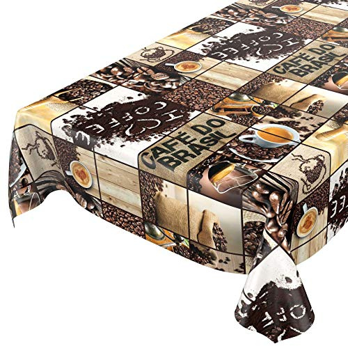 Wachstuchtischdecke abwaschbar Garten Tischdecke Wachstuch Rund Oval Eckig Indoor Outdoor Kaffee Braun 160x140cm