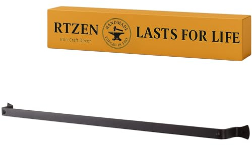 RTZEN Farmehouse Bathroom Towel Holder - Wrought Iron Matte Metal Black Towel Bar Wall Mount Rod - Handmade Home Decor Metal Kitchen Hanger Bar (26'' - Fits 24 Inch Towels)