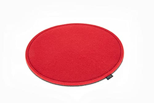 voigtdesign Filz-Sitzauflage - Stuhlauflage - Sitzkissen - Stuhlkissen - Auflage - rund - bi-Color - 2-lagig (D 40 cm, 141 rot)