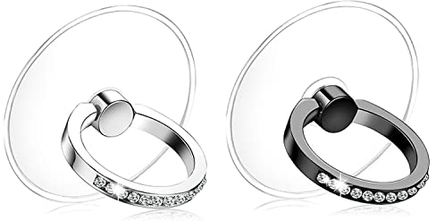 Kinizuxi Lot de 2 anneaux de support pour téléphone portable, anneau de téléphone à paillettes en diamant universel rotatif à 360 degrés, anneau transparent compatible avec divers téléphones mobiles