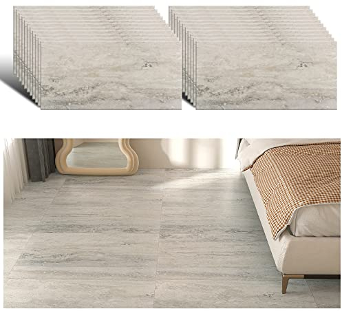 VEELIKE Piastrelle Adesive Pavimento Grigio Adesivi per Piastrelle Impermeabile Piastrelle Cucina Rivestimento Carta da Parati per Cucina Mattonelle Pavimenti in PVC Bagno 1.5mm 24 Pezzi 60cm×30cm