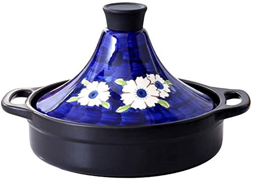Casserole Dishes with Lids Lead Free Cooking Tagine, Home Cookware Pot Hand Made and Hand Painted Tagine Pot Ceramic Pots (Blue)