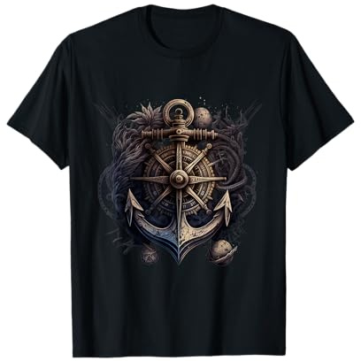 Anker und Kompass vom Segelschiff maritim Meer Kapitän T-Shirt