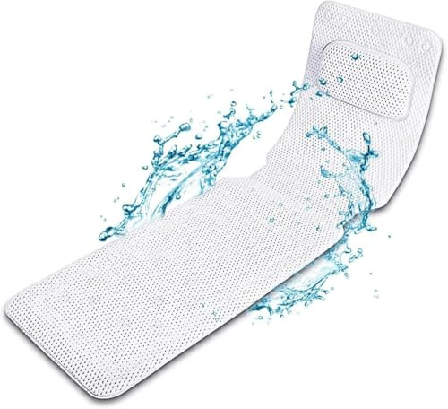 Tapis De Bain Antidérapant, Tapis De Bain Complet Avec Coussin, Tapis De Baignoire Matelassé Doux Avec Respirant, Pour le Soutien de la Tête, des épaules Et du Dos