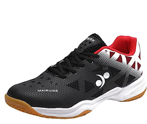 ZHENSI Badmintonskor för herrstudent utomhussneakers Lättvikts andas halkfria volleybolltennisskor,Black,38 EU