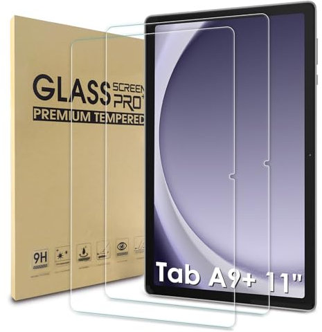WD&CD 2 Pack Screen Protector Compatible with Samsung Galaxy Tab A9+ 11 Inch, Tempered Glass Film Replacement for Samsung Galaxy Tab A11 Plus【Anti Scratch 】【Anti Bubble】【High Definition】