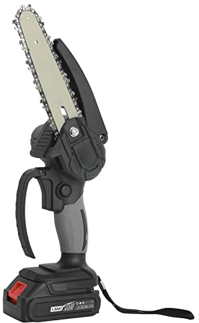 Elektrische Kettensäge, 1 Satz 6 Zoll Mini-Kettensäge Einstellbare scharfe Schneidekopf Batteriebetriebene Einhandbedienung Elektrische Kettensäge für Garten (Schwarz)