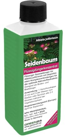GREEN24 Seidenbaum Dünger - 250ml Spezial-Flüssigdünger für Albizia julibrissin, Seidenakazie, Schlafbaum NPK Volldünger Profi Linie