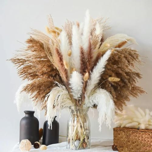 YOLNEY 100 pièces Lapin queues Naturel Fleurs séchées Bouquet Maison Vase décoration Artificielle Fleur Amant Herbe Mariage décor-F