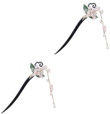 FRCOLOR 2st Borla Horquilla Palillos de Metal Palillos para el Cabello Accesorios para el Cabello Palillos Japoneses Vintage Palillos con Pelo de Flores Horquilla Simple Acetato Fibra China