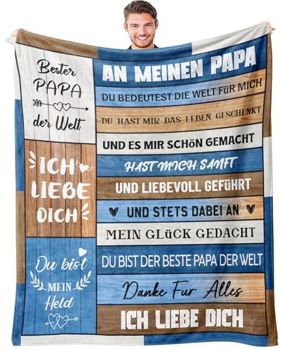 Agamedloay Geschenke für Papa, Papa Geschenk Geburtstag, Vatertagsgeschenk für Papa, Geburtstagsgeschenk Weihnachten Bester Papa Geschenkideen, Flauschige Kuscheldecke 130x150cm