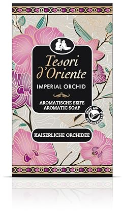 Tesori d'Oriente Savon solide « Imperial Orchid » - 125 g - Savon aromatique pour les mains à l'orchidée et à la fleur d'oranger - Savon pour le corps et les sens