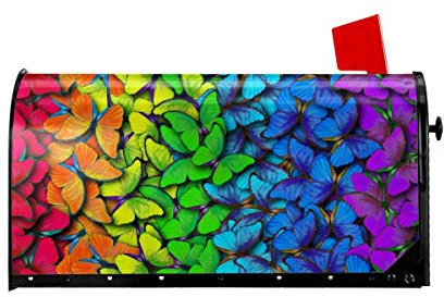 Sipeigyd Regenbogen-Schmetterling, Morpho, bunte Briefkastenabdeckungen, magnetische Briefkasten-Abdeckung, Standard-Übergröße, 64 x 53 cm, für Garten, Heimdekoration