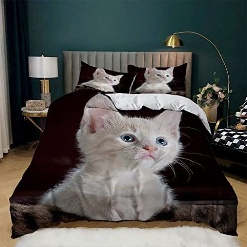 CHCHNXY Bettwäsche 200x200,Schwarze Katze 3 Teilig Weich Und Atmungsaktiv Bettwäsche-Set,Für Jugendliche Erwachsene 1 Bettbezüge Mit Reißverschluss Und 2 Kissenbezug 80x80cm