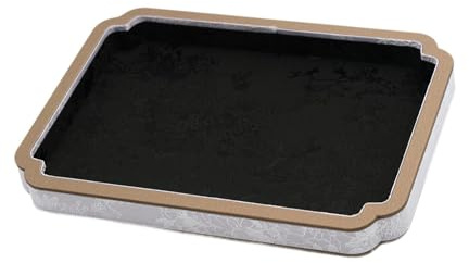 Perfeclan Vassoio portagioie in Velluto di Legno, Vassoio portabracciali, Piatto portaanello Vintage, portagioie per Orologi, Catene, collane, ricordo, Nero