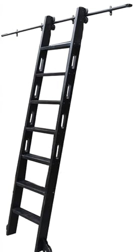 XEXENAMU Rolling Library Ladder, Sturdy Carbon Steel Slide Rails Kit, Multi-use for Loft Stairs/Bookshelf, 3.3-24ft Roller Systems (6.6ft/200cm Track)