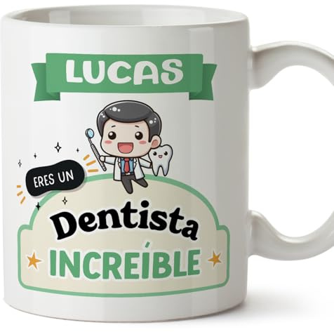 MUGFFINS Tazas Personalizadas para DENTISTA hombre - En Español - Eres increíble - Kawaii - 11 oz / 330 ml - Regalo Personalizable original y divertido