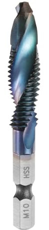 QUARKZMAN Gewindebohrer für Maschine M10 x 1.5, HSS4341 Nanoblaue Beschichtung Sechskantgriff, Universal-Bohrer für die meisten Situationen
