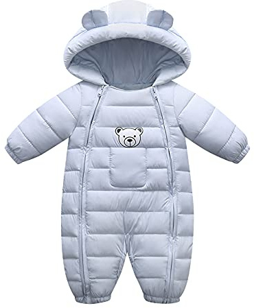 Giubbotto Neonato 0-6 Mesi Piumino Tutina Neonata Pagliaccetto Invernale Caldo Tuta Da Neve Spessa Bambino Cappotto Bambina (Light blue, 0-6 Months)