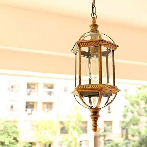 Lampadario , Lampada a sospensione in vetro da esterno vittoriano, in alluminio, for patio, impermeabile, for esterni, rustica, regolabile, lanterna a goccia, for villa, veranda, terrazza, recinzione,