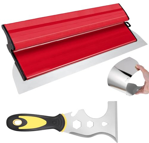 Spatule Enduit Lissage Set, 40cm Couteau Enduit Lisse, Lame En Acier Inoxydable Outil de Spatule, Couteau à Plâtre, Ensemble Spatule Enduit, Spatule Multi Usages 13in1, pour Outils Muraux, Peinture