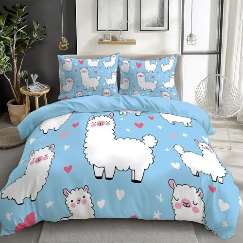 Bedding Set Copripiumino Reversibile 220x230cm 3D Stampa Cammello Dei Cartoni Animati A Forma Di Cuore Morbida Microfibra Ipoallergenico Biancheria da Letto Set 3 Pezzi con Chiusura a Cerniera