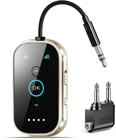 Xmagpot Ultra Bluetooth 5.4 Transmetteur récepteur – Aluminium CNC et verre céramique | Double lien pour 2 AirPods/écouteurs | AptX Adaptif/Audio HD | Émetteur sans fil pour avion/TV/voiture/salle de