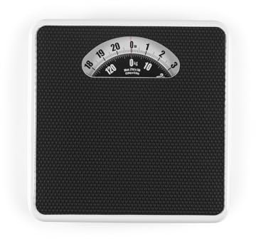 Salter Bilancia meccanica da bagno – Bilancia tradizionale con grande quadrante analogico, piattaforma antiscivolo, capacità 133 kg, design compatto, bilancia fitness classica, senza batterie, colore