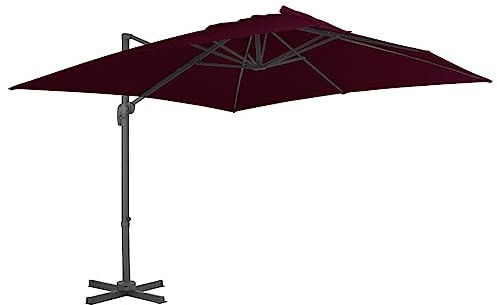 Refined Ampelschirm mit Aluminium-Mast 400x300 cm 8 Aluminiumrippen Bordeauxrot