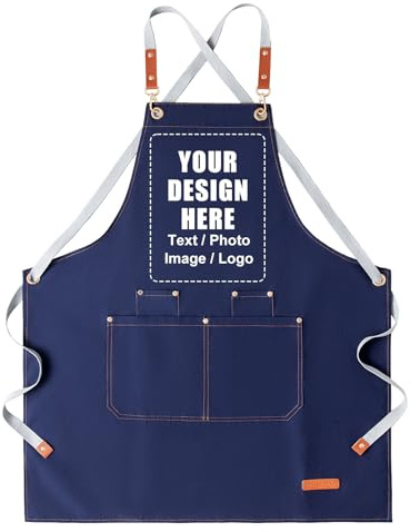 Generisch Schürze Personalisiert mit Bild und Text, Grillschürze Herren Damen, Verstellbare Kochschürze mit Taschen, Wasserdichte Schürzen für Küche Grill Garten