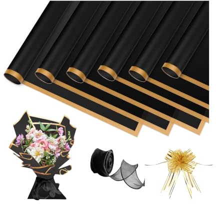 GIDWRIY Carta da Regalo Rotolo 58 X 58 CM,Carta per Bouquet Fiori,Cartas per Mazzo di Fiori,Flower Bouquet Wrapping Paper,Cellophane Pacchi Imballaggio Impermeabile,Cartas Regalo Compleanno Elegante