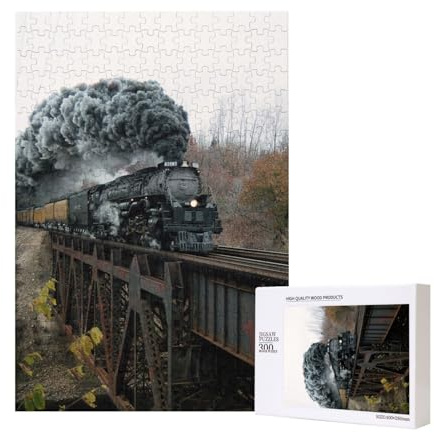Dampfzug und Eisenbahn,300 Teile Holzpuzzle Familienspiel Puzzle für Erwachsene und Jugendliche