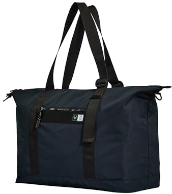 ANTLER Essential Weekender Bag, Lightweight Travel Holdall, Navy Blue | Lightweight recycled ripstop holdall featuring padded laptop compartment, suitcase sleeve, and adjustable handles