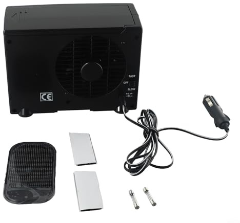 Portable 12V Car Air Cooler Fan with Water Ice Tank Desktop Cooling Unit for Vehicle and Indoor Use, 200x110x150mm