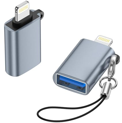Gaef Adaptateur Lightning vers USB(Lot de 2), Adaptateur iPhone USB OTG 3.0 pour iPhone 14 13 12 11 Pro Max/i Pad Pro, Compatible avec U Disk, Mouse, MIDI Keyboard, Digital Camera, Card Reader