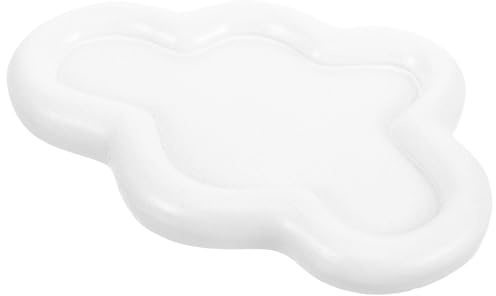 WATIIFUFU Vassoio Decorativo a Forma di Nuvola in Resina Bianca | Gioielli e Anelli, Finitura Raffinata a Trama Fine, Design Multiuso Bordo Liscio