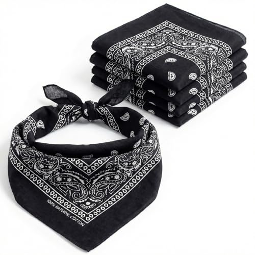 AURAE Bandana – 100% Baumwolle & Natürliche Fasern – Halstuch Ohne Polyester – Hochwertig, Weich, Langlebig & Waschmaschinenfest – Bandana Herren & Damen – Unisex & Kinder - 5 Pack