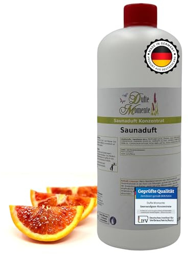 Dufte Momente Saunaaufguss-Konzentrat Blutorange – 1 Liter – fruchtig & spritzig – konzentriert & ergiebig – Profi-Qualität gemäß DVN:5204 getestet – vegan & Made in Germany