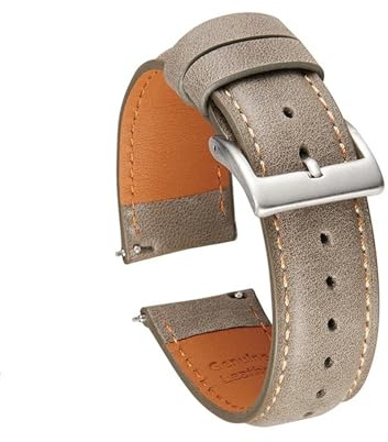 FYXT Italienskt Klockband I Äkta Läder 20 Mm 22 Mm Klocktillbehör Klockarmband Vintage Armband Klockband For Klocka(Gray-silver buckle,20mm)