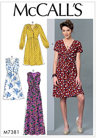 McCall Patterns Misses' Pleated Dresses with Optional Front-Tie Sewing Pattern, Y (XSM-SML-MED)