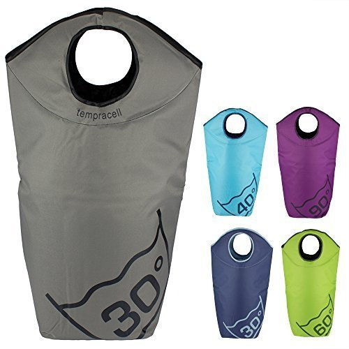tempracell, Wäschekorb/Wäschesack, 100 Liter, zum Aufstellen, für schmutzige Kleidung grau