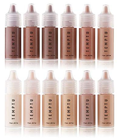 TEMPTU S/B Silicone-Based Airbrush Foundation: Professional Long-Wear Liquid Makeup, Sheer To Full Coverage For A Hydrated, Healthy-Looking Glow & Luminous, Dewy Finish On All Skin Types, 12 Bottles: Starter Set, 0.25 Fl Oz