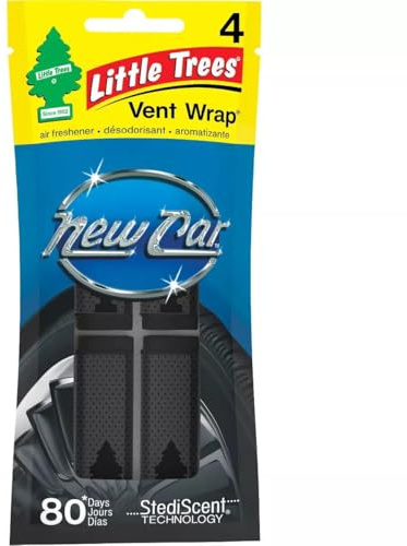 Little Trees Car Air Freshener | Vent Wrap Provides Long-Lasting Scent, Invisibly Fresh! | New Car Scent, 16 count, (4) 4-Packs