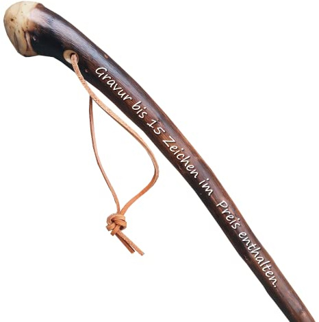Wanderstock Holz aus Naturwurzelholz mit Sternzeichen-Symbolen, 98-170 cm