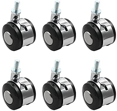 MroMax Office Table Chair 1.6 Inch Dia Alloy Swivel Twin Wheel Trolley Caster Black with Brakes/no Brakes